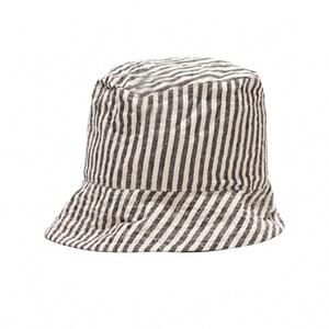 NEW ENGINEERED GARMENTS men's bucket hat in natural/black stripe cotton